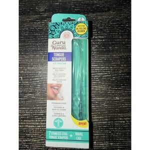 GuruNanda Tongue Scraper for Adults (2 Pack) with 2 Count (Pack of 1), Silver